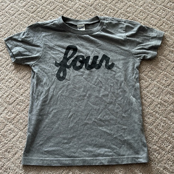 Other - Gray Kids T-Shirt with Black 'Four' Print